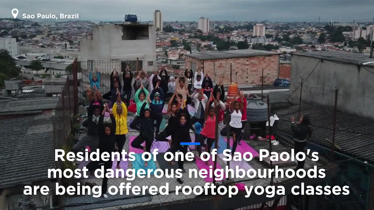 Watch: Free rooftop yoga on offer in Brazilian favela