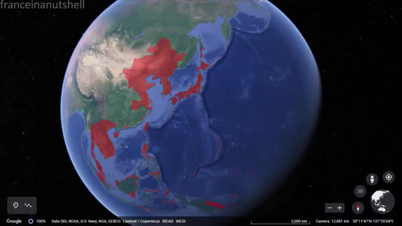 The Japanese Empire in 30 seconds using Google Earth