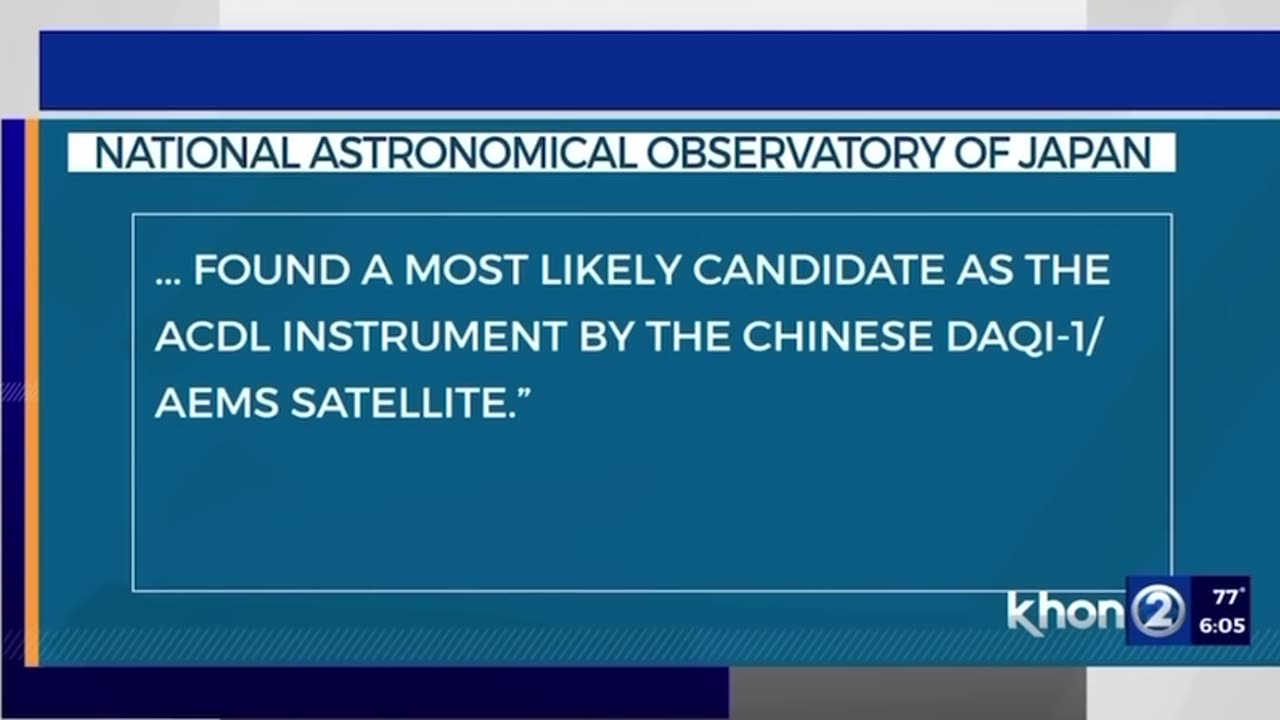 Hawaii: January 2023 says astronomers say a Chinese satellite has been caught on video beaming down green lasers