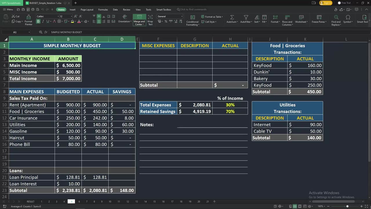 Creating a Simple Budget