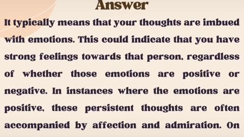 what does't mean when you can't stop thinking about someone?