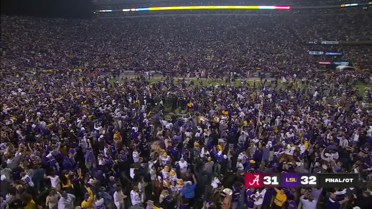 LSU fans storm the field after beating Alabama in overtime | ESPN College Football