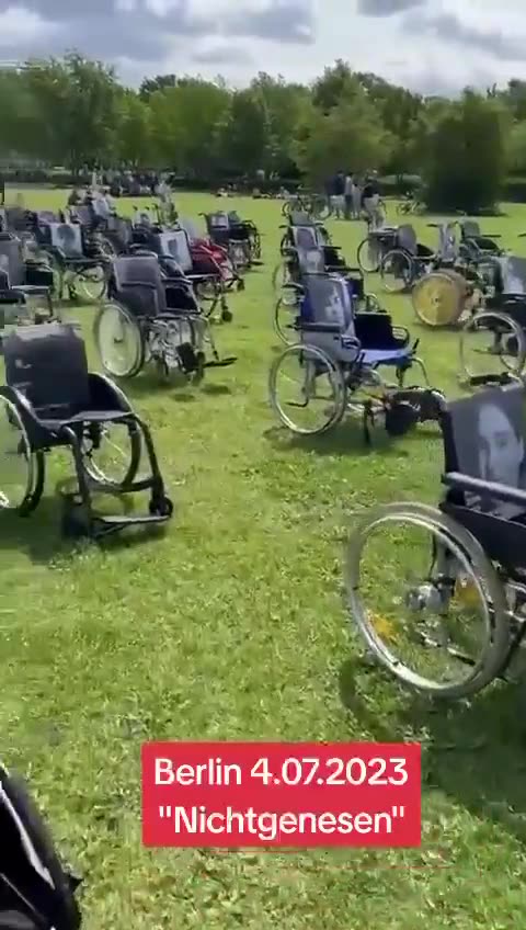 Poignant visual display outside the Bundestag showcasing those killed or injured by the Covid jab