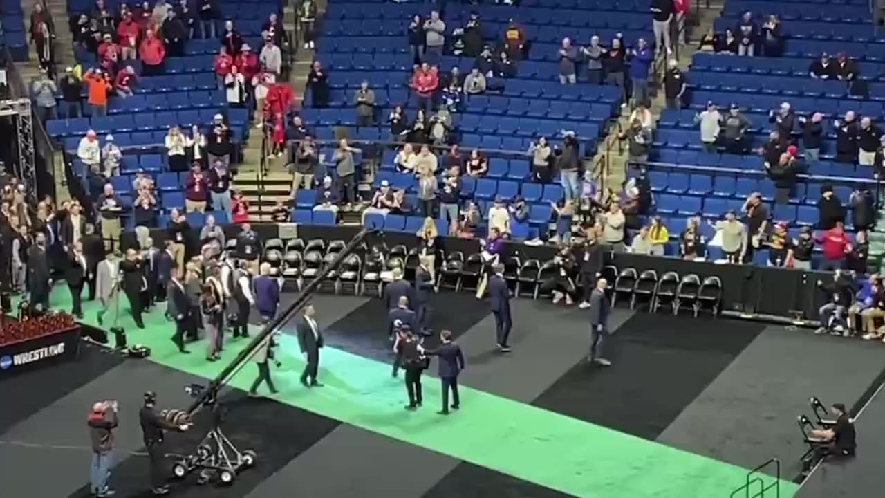 President Trump received a standing ovation from the crowd at the NCAA Wrestling Championships this morning in Oklahoma