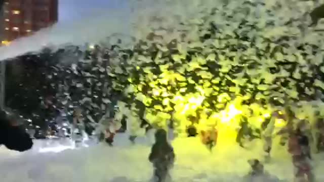 a holiday for children using foam. Lots of foam.