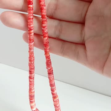 Natural turquoise orange spiny oyster roundle beads handmade necklace full strand 16inch06