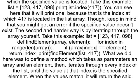 Find the index of a list element in Python