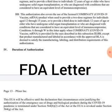 FDA Letter Showing Pfizer Covid-19 Vaccine Approval is Fake