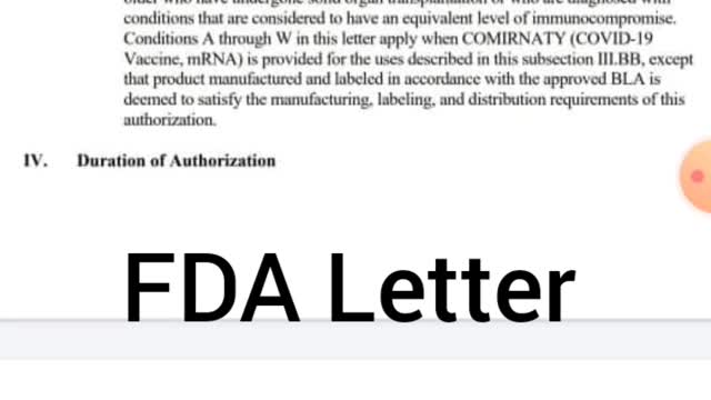 FDA Letter Showing Pfizer Covid-19 Vaccine Approval is Fake