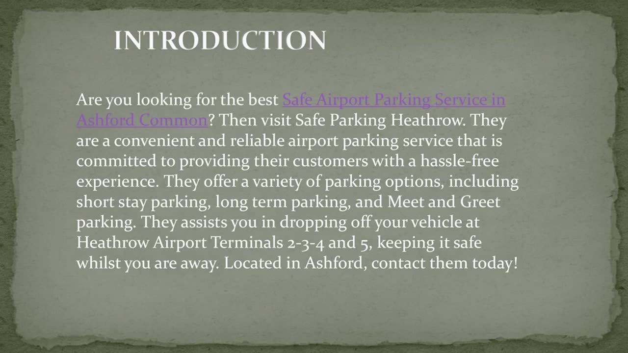 Best Safe Airport Parking Service in Ashford Common