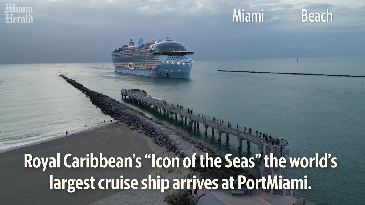 Icon of the Seas, newest ship from Royal Caribbean, reaches