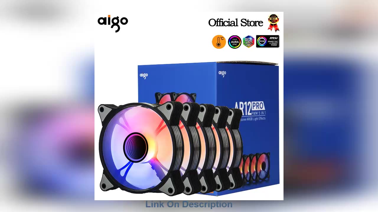 Aigo AR12PRO Computer Case fan ventoinha PC 120mm