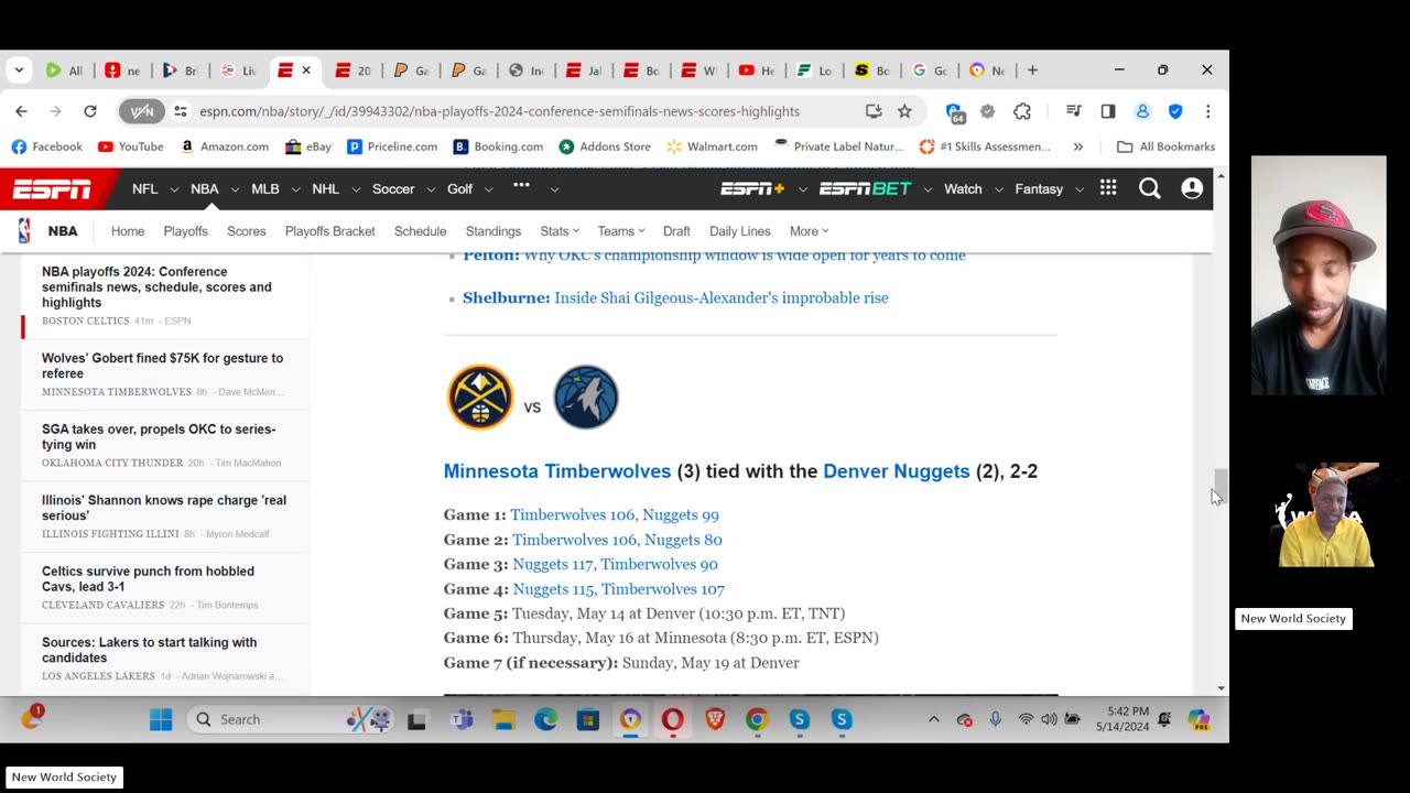 NBA & NHL Playoff & Predictions, MLB Standings, WNBA May 14, 2024 Part#1