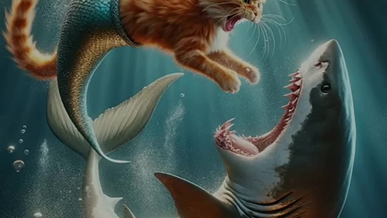 Can the mermaid-kitten save the girl?! 🙀 #cat #cute #kitten