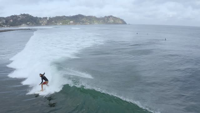 Aerial view of people surfing