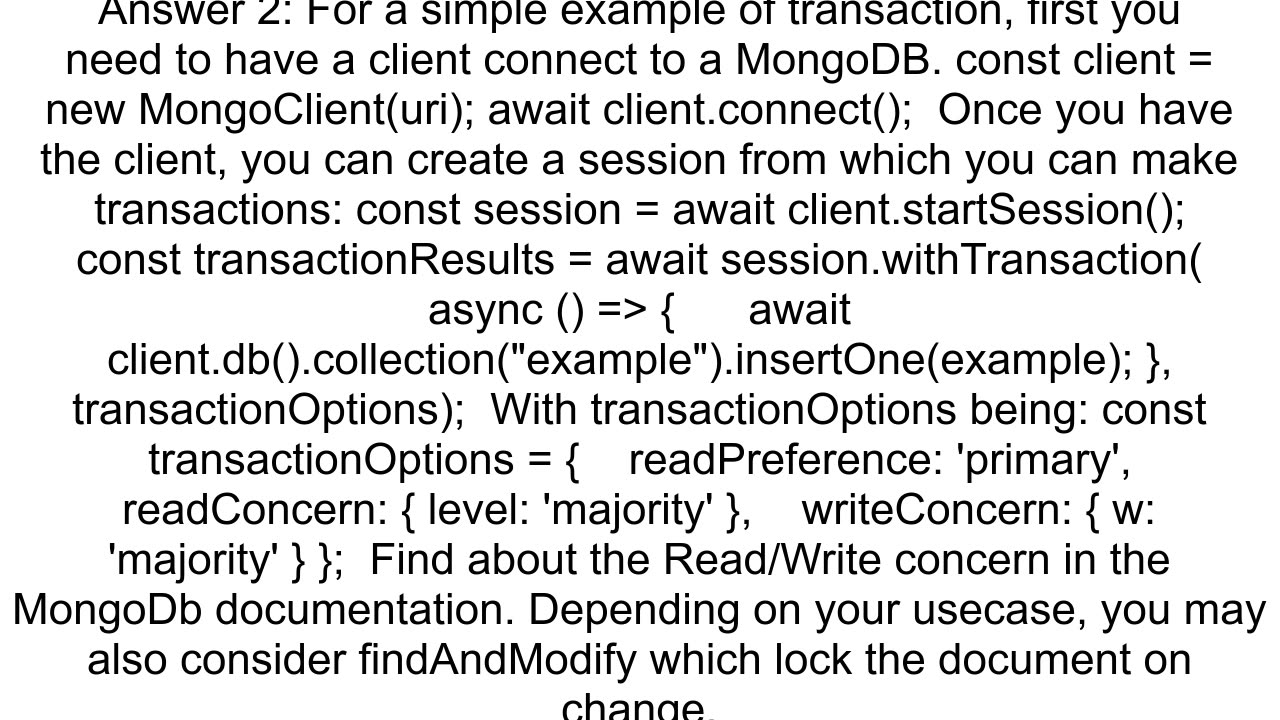 Document Read and insert with lockingtransaction in nodejs with mongodb