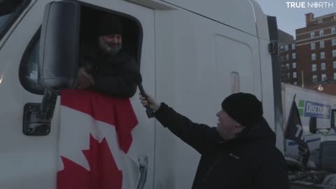 Quebec trucker André Landry came to Ottawa and has prime real estate in front of Centre Block.