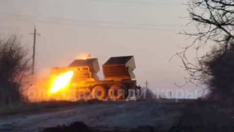 The enemy is incinerated by the Donetsk Cheburashka MLRS with 64 thermobaric munitions.