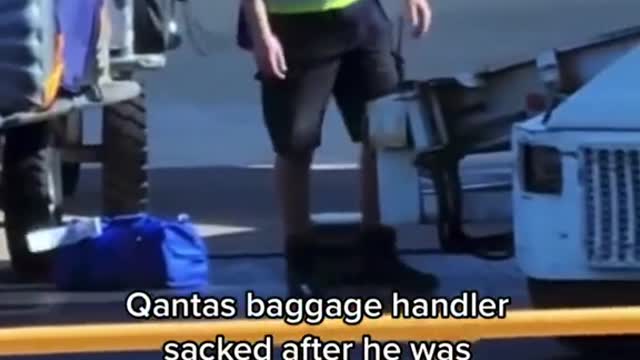 Qantas baggage handler sacked after he was caught tossing luggage around