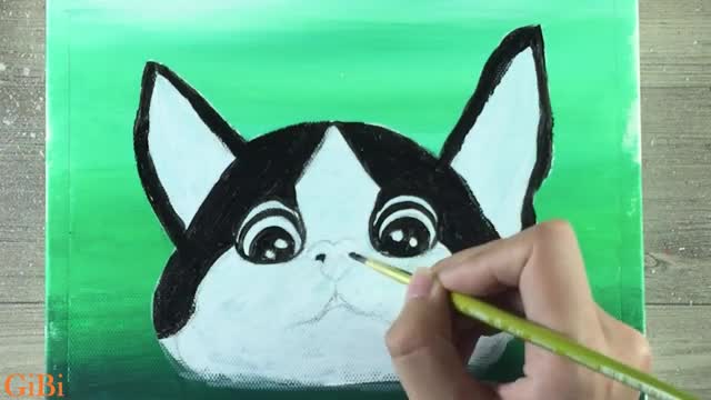 Baby Cat And flowers 🐱 Acrylic Painting for Beginners / Painting tutorial #119 / Satisfying Video