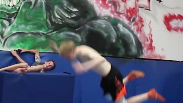 Quadruple backflip on trampoline