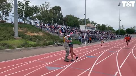 Military Reunion At Relay Race Finish Line