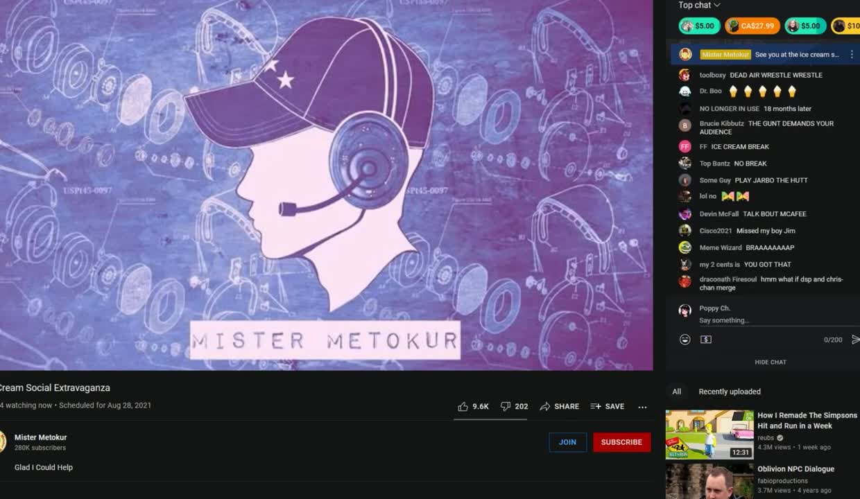 Ice Cream Social Extravaganza - Mister Metokur Stream 8/28/2021 - Archive