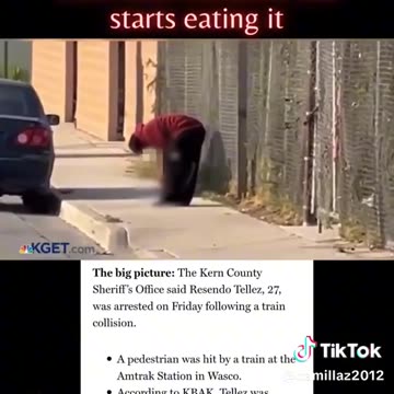 Man takes human legs from train accident and starts eating it