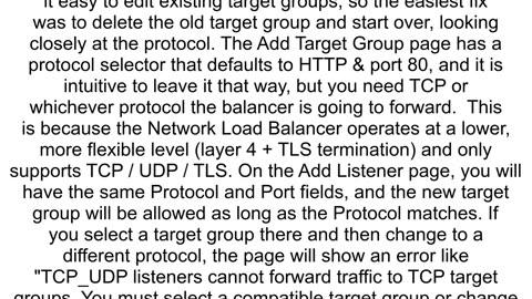 Cannot add target group to NLB