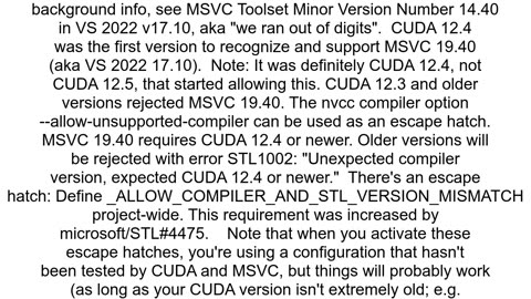 CUDA compatibility with Visual Studio 2022 version 1710