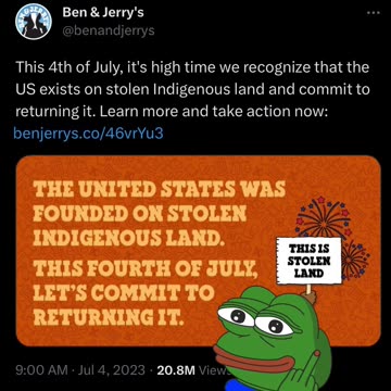 NewsFlash - Ben & Jerry’s Calls for the US to Return Stolen US Land - Get Bent B&J