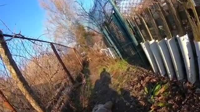 Russian artillery falling near an American and British mercenary/volunteer.