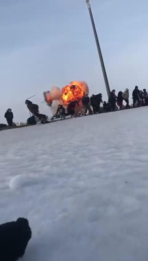 Alternate angle of a large UA drone hitting a factory in Tatarstan