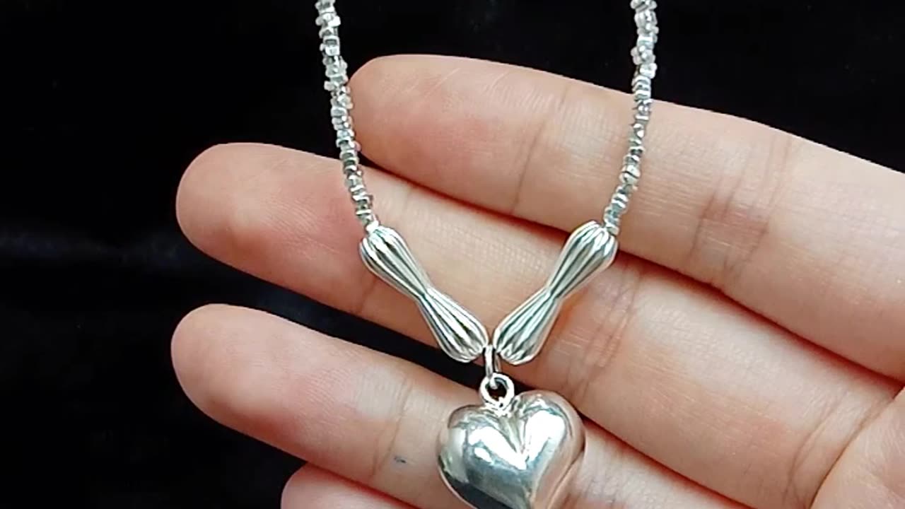 Solid 925 Sterling Silver Heart Pendant Necklace Vintage Heart Pendant Gift Gemstone Jewelry 07