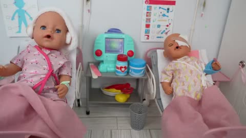 Baby Born doll Hospital Morning Routine Feeding and changing baby doll