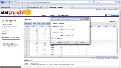 2 Sample t-Test StatCrunch