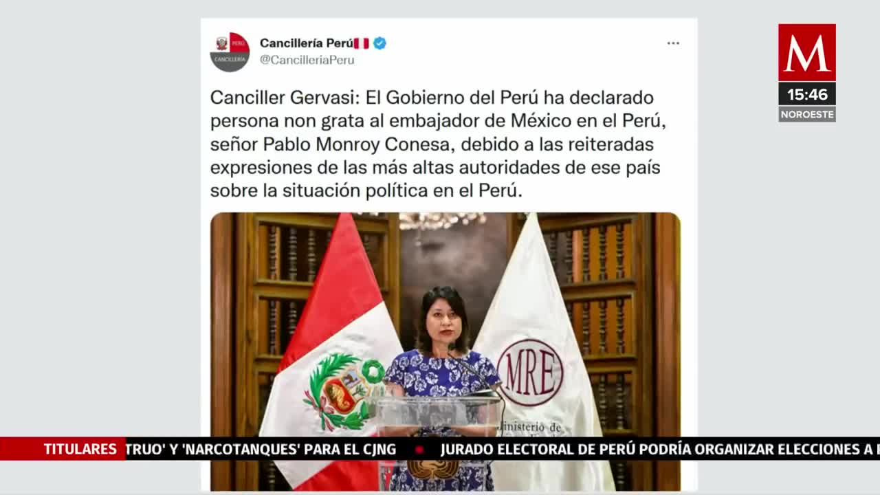 Perú declara 'persona non grata' a embajador de México en Lima