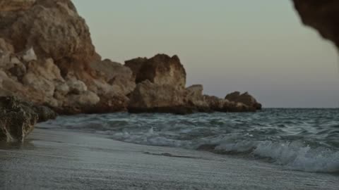 Sea Waves Crashing The Cliff Coast