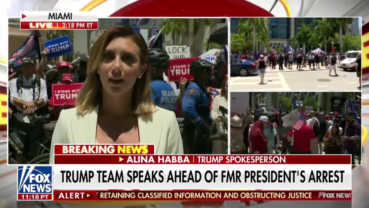 Trump spokesperson Alina Habba makes a statement outside the Miami courthouse