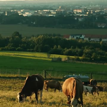Cow grass eating video