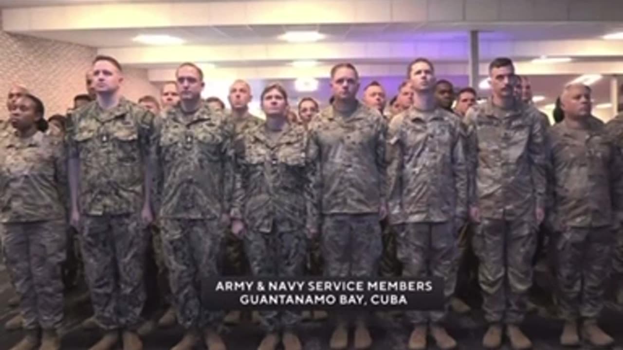 👀🔥Army/Navy 🏈 Game National Anthem. Troops shown from GUANTANAMO BAY