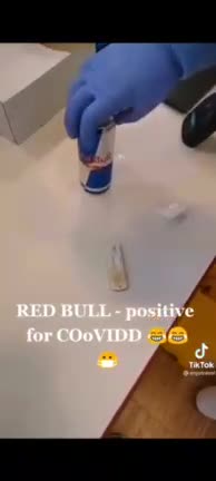 A can of Red Bull tests POSITIVE with Covid-19 "Test"