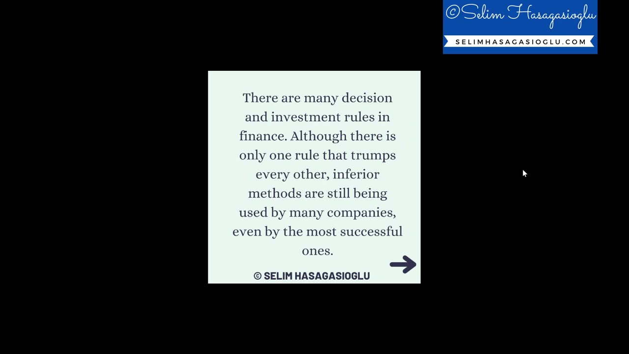 Management Science: 16 On investment decision rules in finance ⚠️