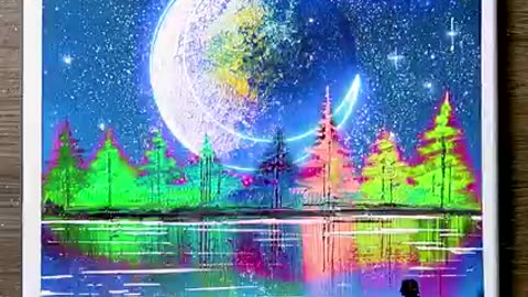 OMG COLOURFUL TREES BY THE MOON 🎨😱