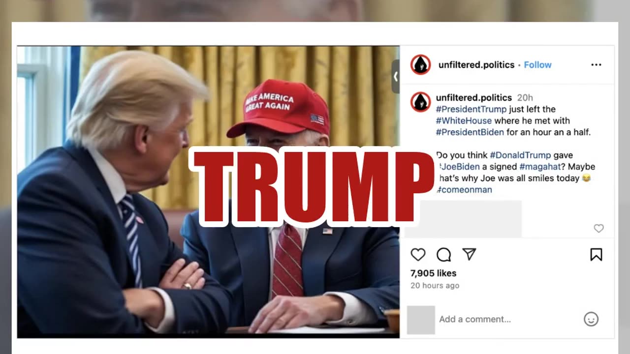 Fact Check: FAKE Photo Shows Biden Wearing MAGA Hat At White House Meeting With Trump