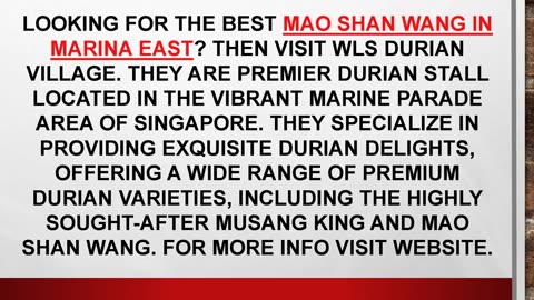 Best Mao shan Wang in Marina East