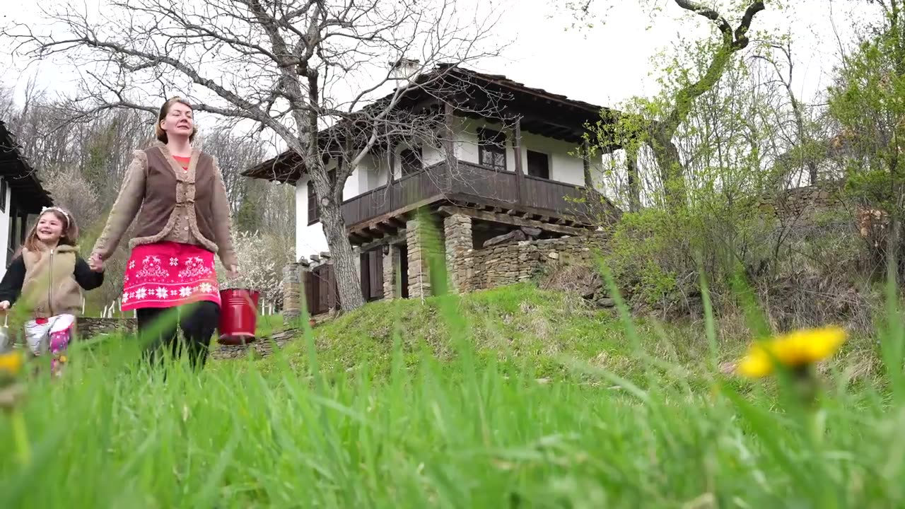 Cooking an old recipe for meat with vegetables on fire. Country life. ASMR outside