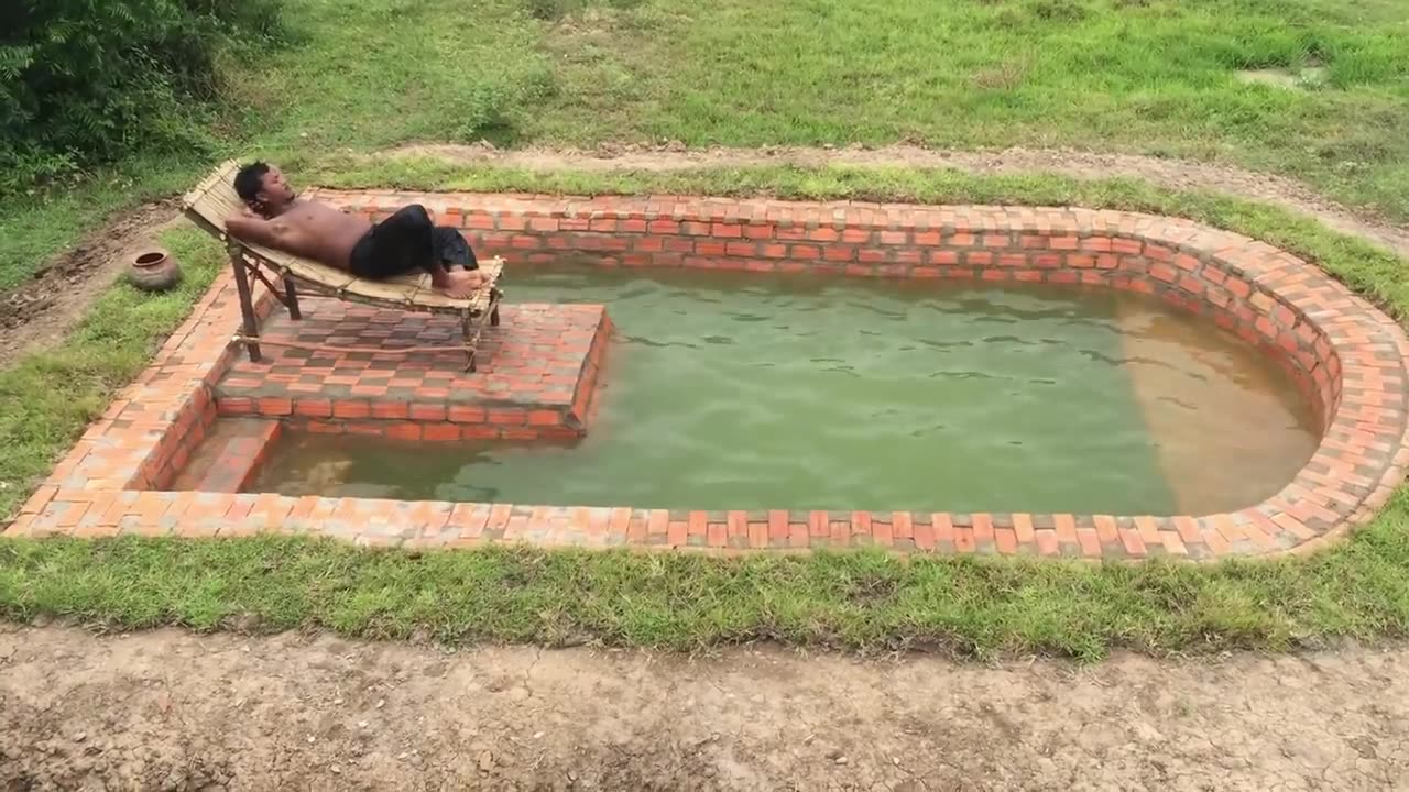 Build Swimming Pool Underground Using Brick Part 2