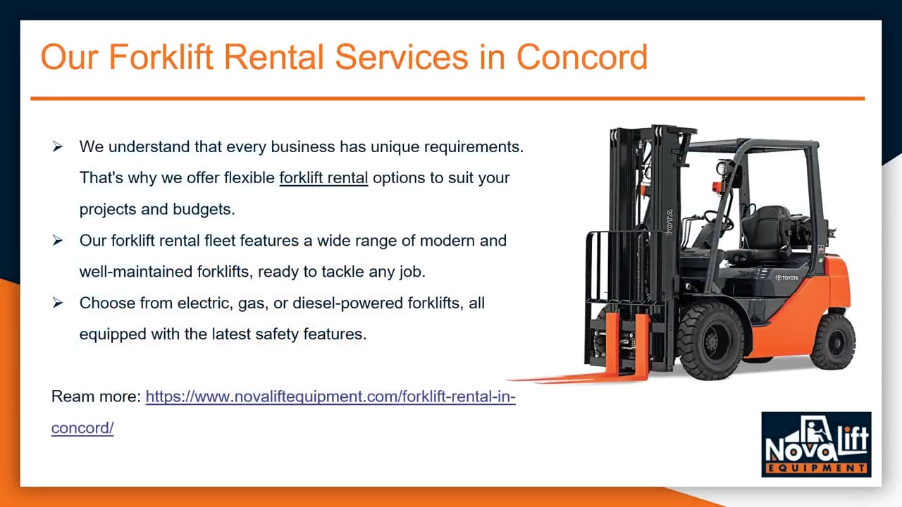 Forklift Dealer Concord | NovaLift Equipment Inc.