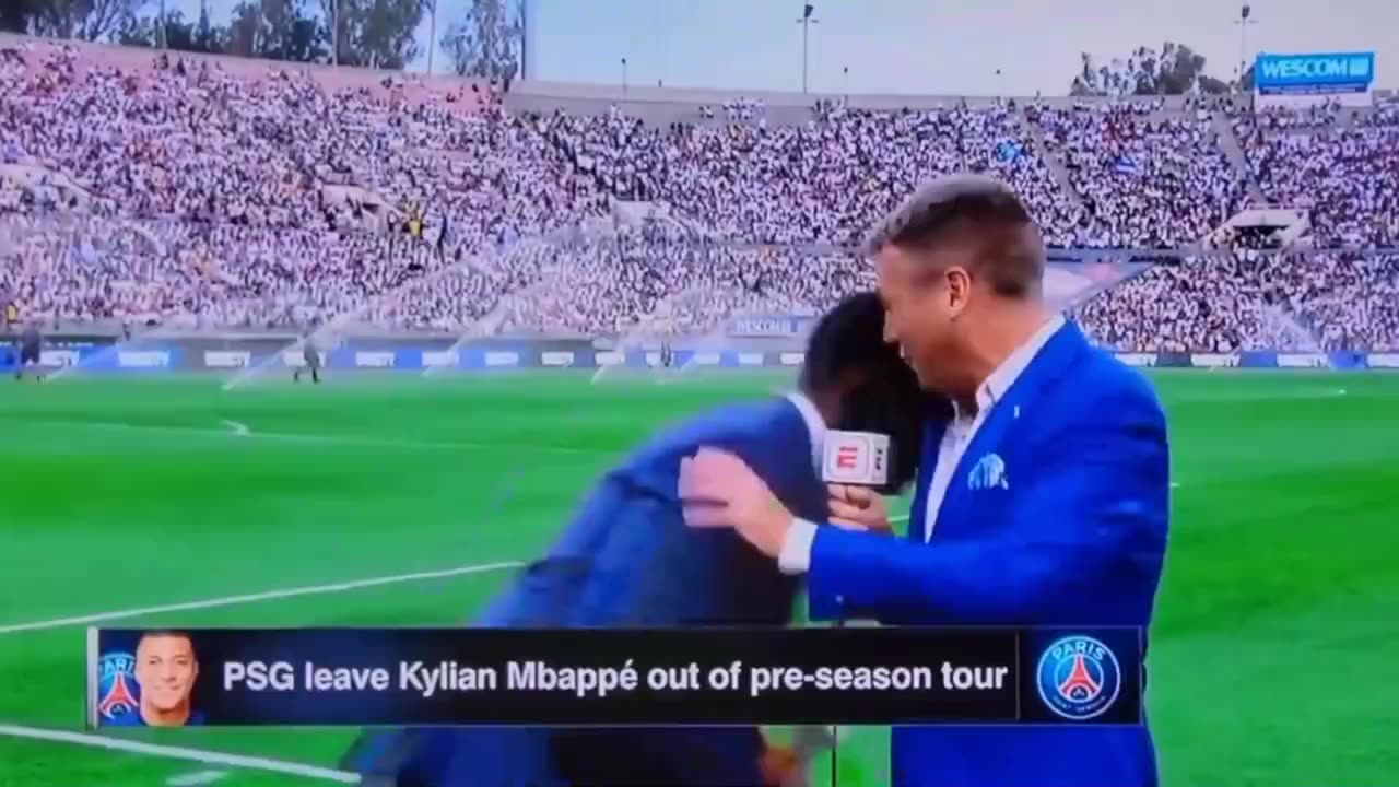 Shaka Hislop Collapses During Live On Air Discussion Pre AC Milan v Real Madrid Friendly